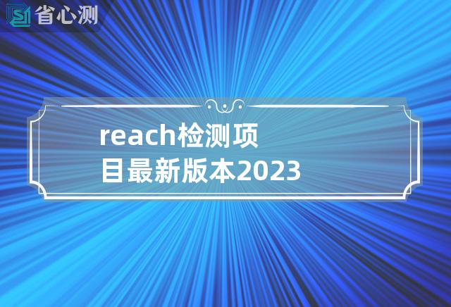 reach检测项目最新版本2023